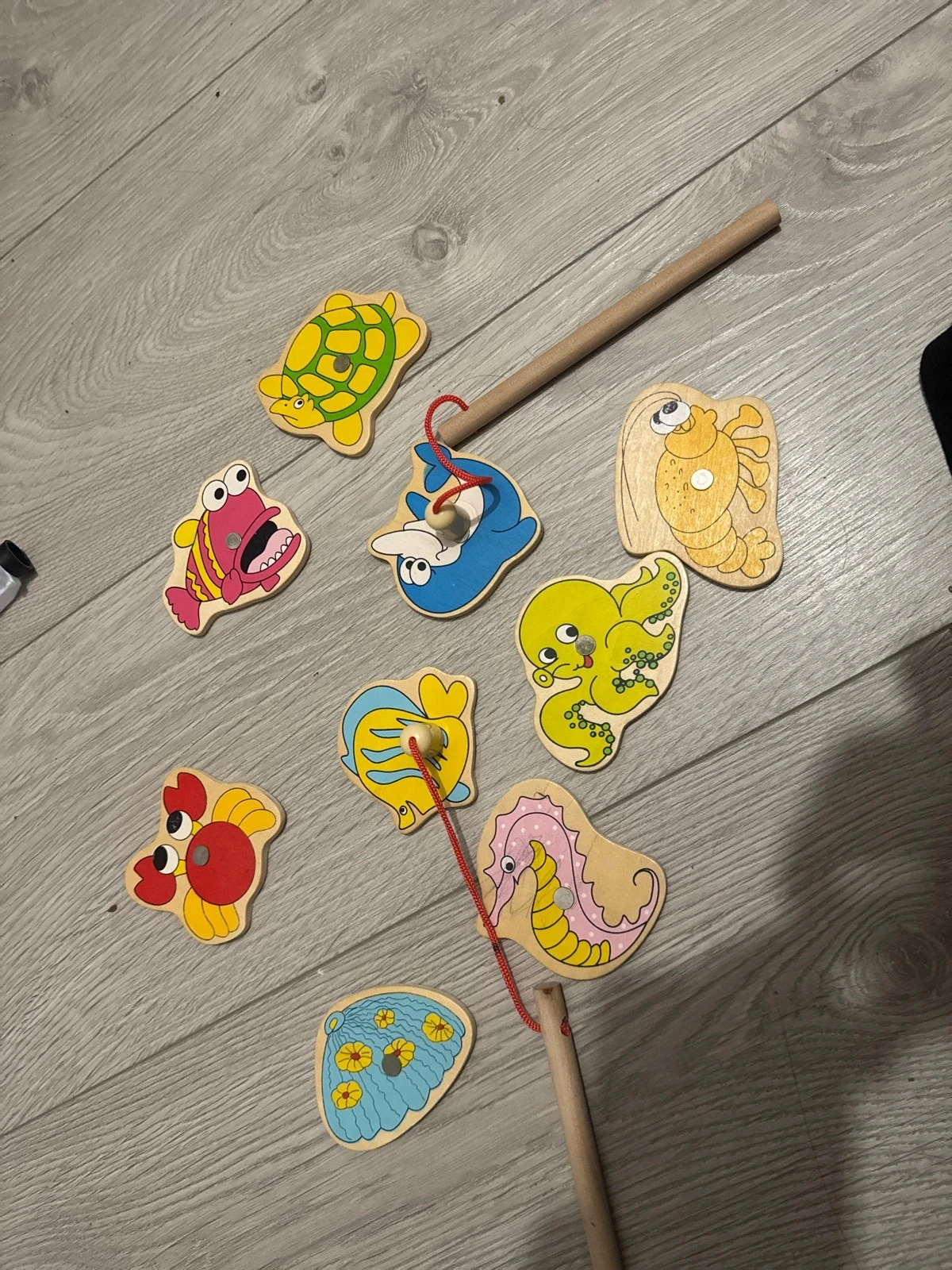 Jeu de pêche magnétique en bois 🐠